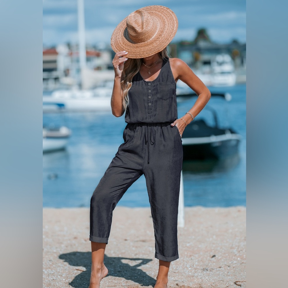 NWT Denim Drawstring Jumpsuit - size M